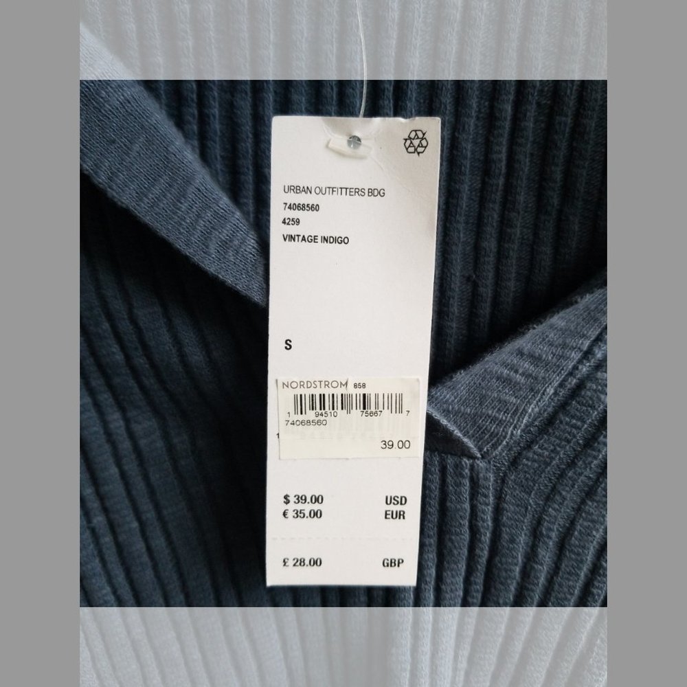 BDG - Rosie Crop Long Sleeve Polo, Vintage Indigo, Size S, NWT - Picture 12 of 13